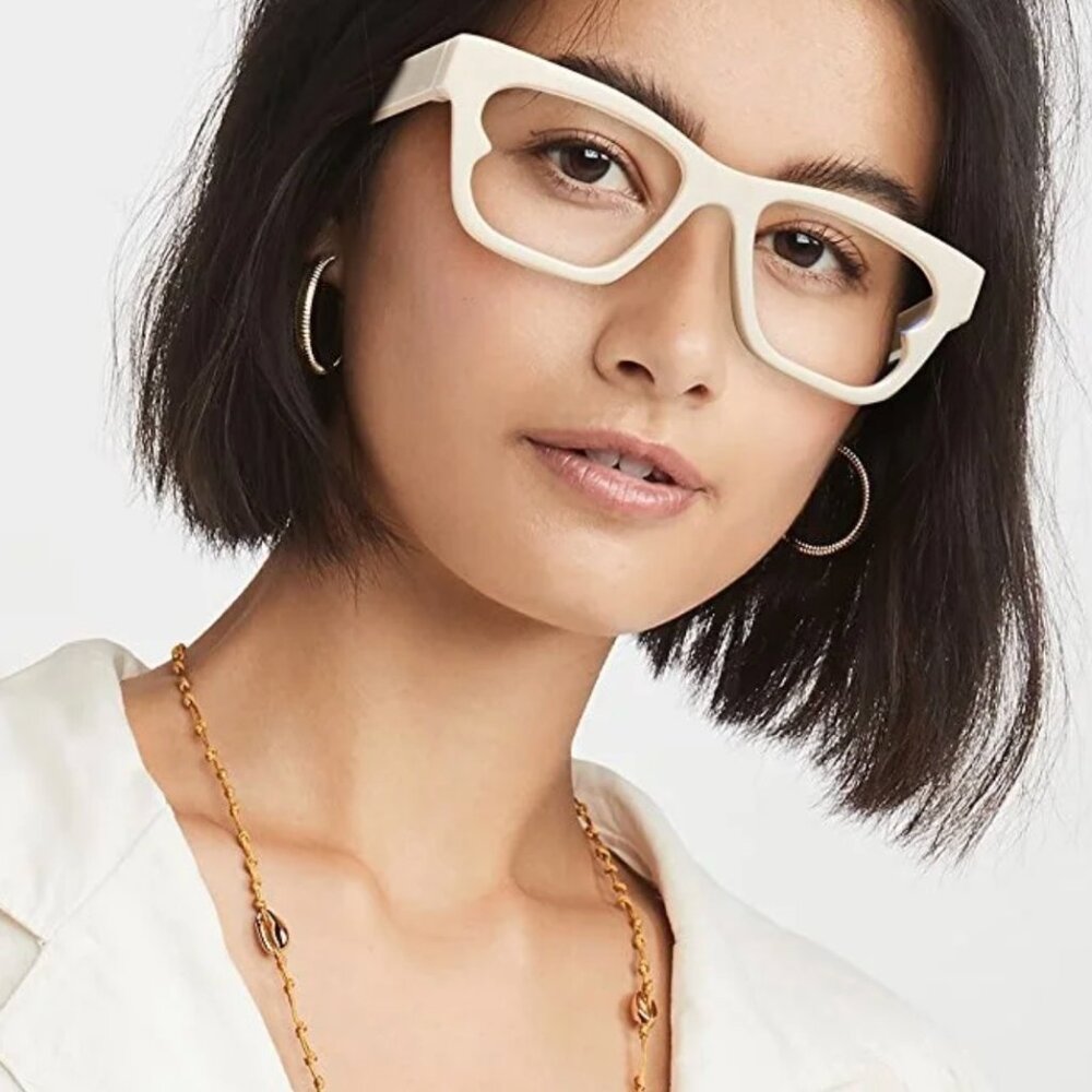 NWT THE BOOK CLUB EYEWEAR White Rectangle Blue Light Glasses